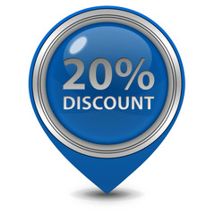 Discount twenty percent pointer icon on white background