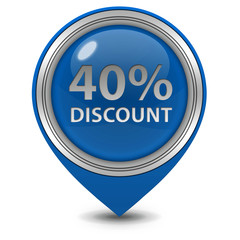 Discount forty percent pointer icon on white background
