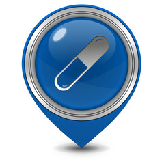 Pill pointer icon on white background