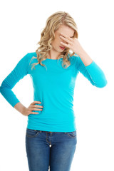 Fototapeta premium Woman with sinus pressure pain