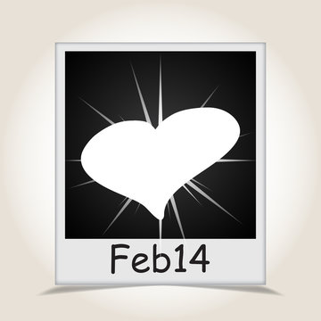Photo frame with hearts on a gray background vector