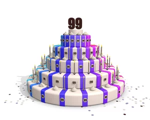 Deurstickers Vrolijke taart - jubileum of verjaardag - 99 jaar © emieldelange