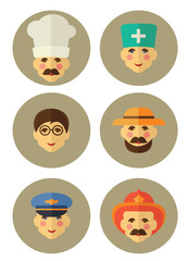 People occupation icons set in flat style