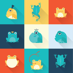 Frog characters flat