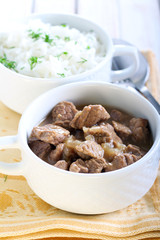 Beef pieces in gravy