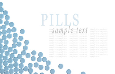 Blue pills background isolated on white