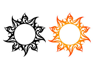 Vector ornaments, abstract sun, fire