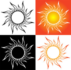 Mosaic of vector ornaments, abstract sun