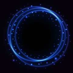 Blue Glowing Rings and Dots - Abstract Background