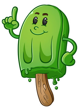 Lime Green Popsicle Cartoon Character