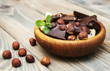 Dark  and white chocolate with nuts