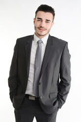 isolated young business man on white background