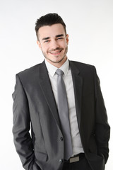 isolated young business man on white background