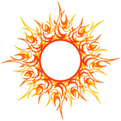 Ornament, abstract sun, fire