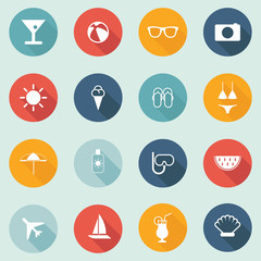 Fototapeta premium Flat Design Beach Icons - vector set