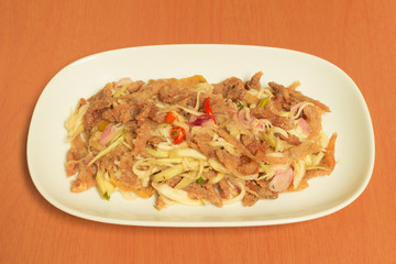 Crispy catfish salad with green mango