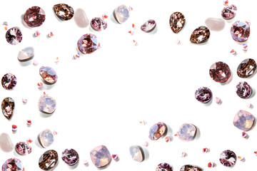 Crystal strasses on a white background. isolated