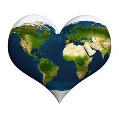 Planet earth in heart shape
