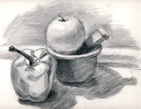 Still life drawing pencils and sketch pad on wood table stock photo  (205046) - YouWorkForThem