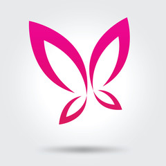 pink fly animal butterfly wing beauty girl feminine flower twinkle cute logo symbol icon branding design vector illustration
