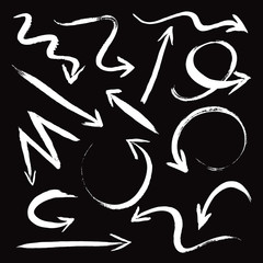 Set of white vector arrows