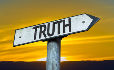 Truth sign with a sunset background
