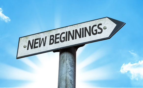 New Beginnings sign with a beautiful day