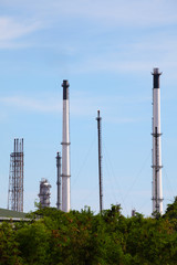 Chimneys of Oil and Gas Refinery Plant