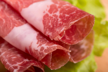 italian coppa prosciutto - selective focus