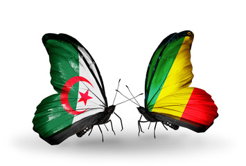 Two butterflies with flags Algeria and Kongo
