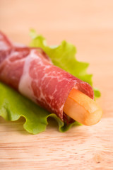 italian coppa prosciutto - selective focus
