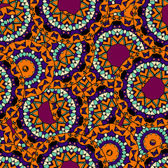 Stylized hand drawn ethnic seamless pattern