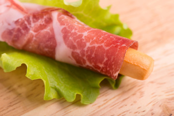 italian coppa prosciutto - selective focus