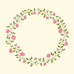 Cute flowers arranged in a shape of the wreath