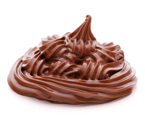 Chocolate cream swirl isolated on white background cutout