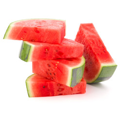 Sliced ripe watermelon isolated on white background cutout