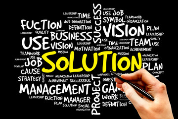 SOLUTION word cloud, business concept