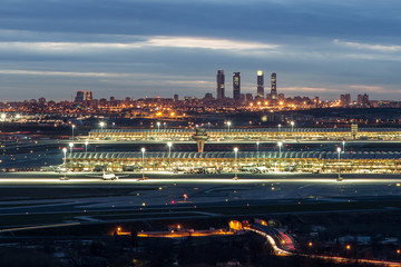 Madrid-Barajas Airport during night