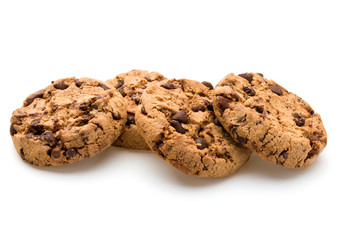Chocolate cookies isolated on white background cutout