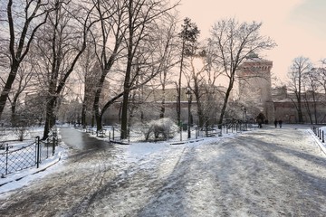 winter | Planty | Cracow | Florian Gate