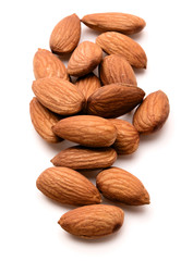 almond nuts isolated on white background close up