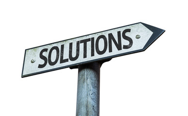 Solutions sign isolated on white background