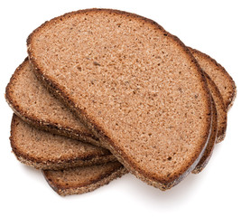 Slice of fresh rye bread isolated on white background cutout