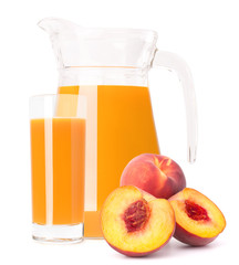 Peach fruit juice in glass jug