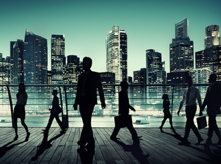 Business People Global Commuter Walking City Concept