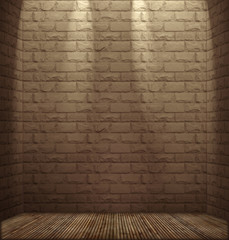 Room with brick walls