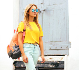 Summer, fashion and people concept - stylish hipster girl