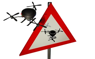 Fototapeten Verkeersbord - pas op voor drones © emieldelange