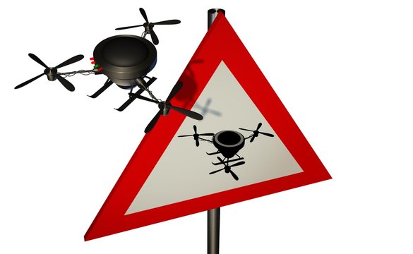 Verkeersbord - pas op voor drones