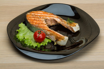 Grilled salmon steak